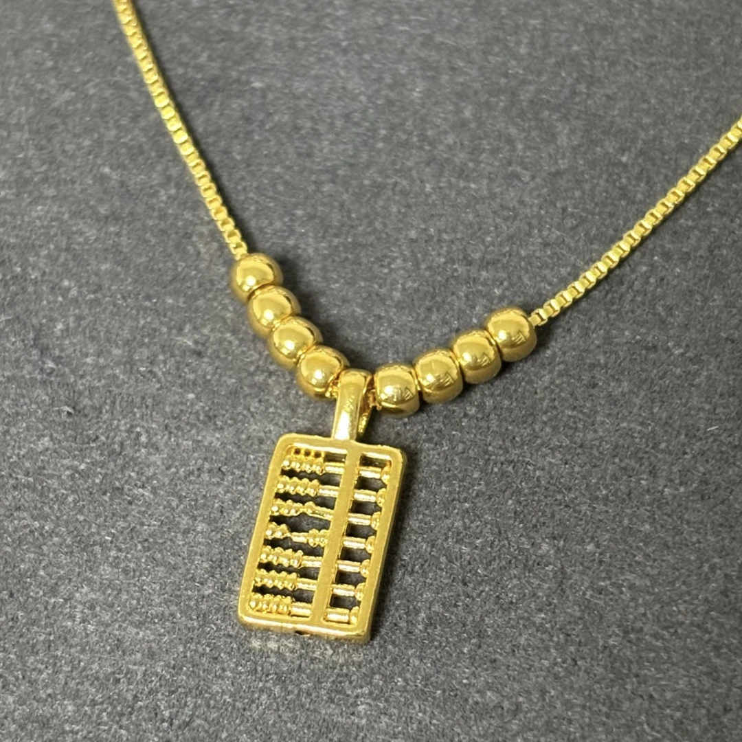 【十一特惠水贝黄金】足金999金珠算盘八方来财赠合金链