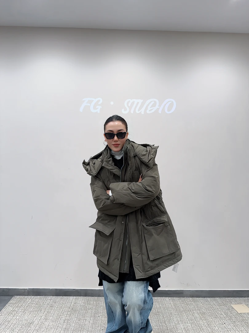 FG·STUDIO 黑色军绿色防风外套