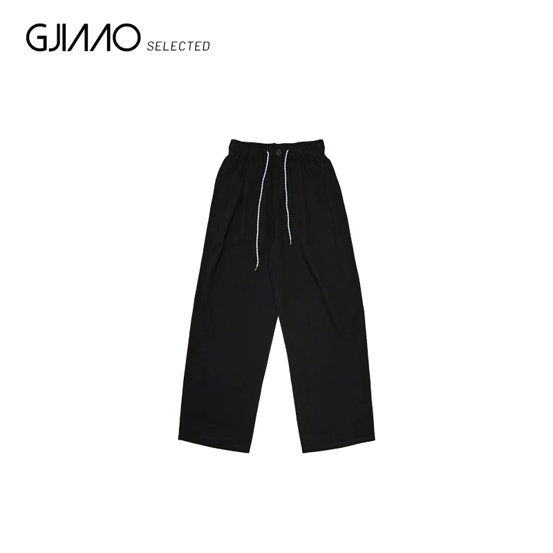 66612 白绳松紧腰休闲阔腿裤