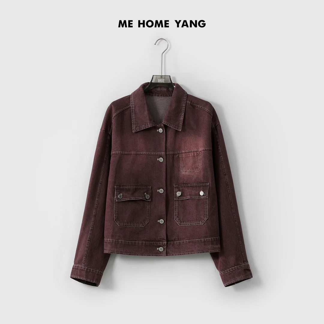 ME【烟熏梅子】重工做旧水洗显瘦时尚百搭宽松休闲牛仔外套MESS1216