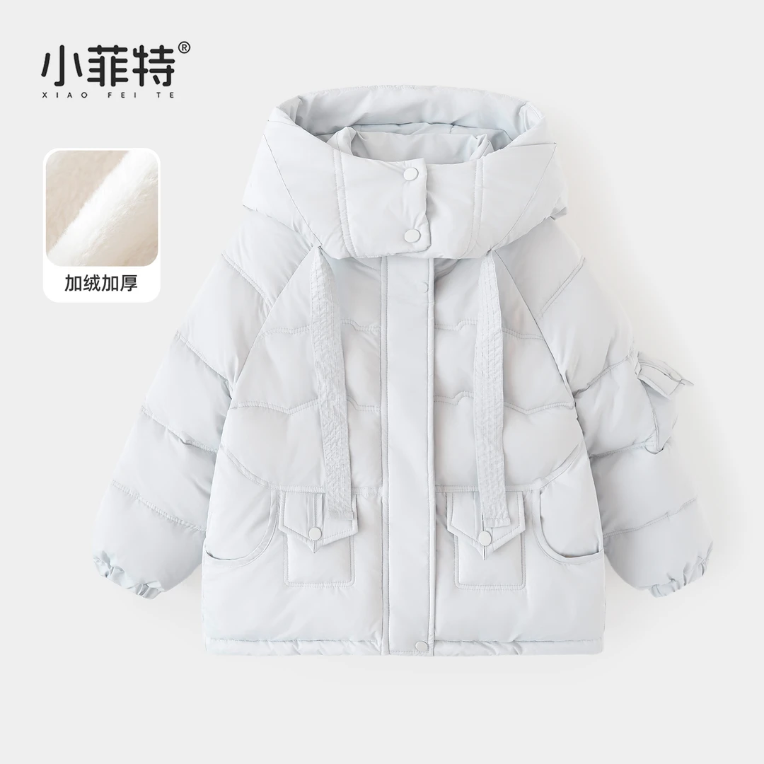 小菲特女童冬加厚连帽外套中大童保暖上衣儿童休闲棉袄YNYD57898