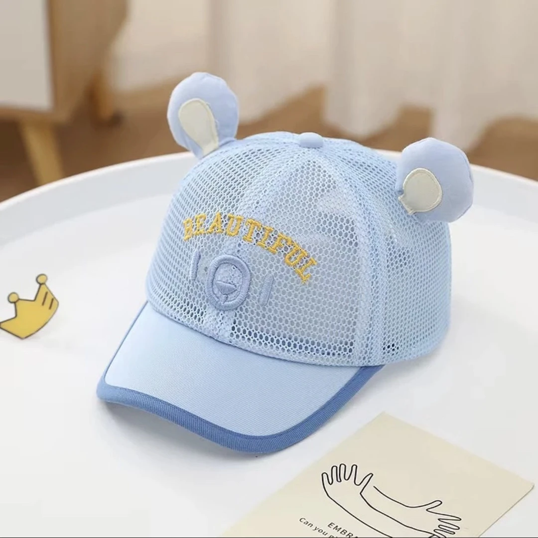 儿童帽子男女童夏季百搭遮阳鸭舌帽宝宝可爱网眼透气防晒棒球帽潮