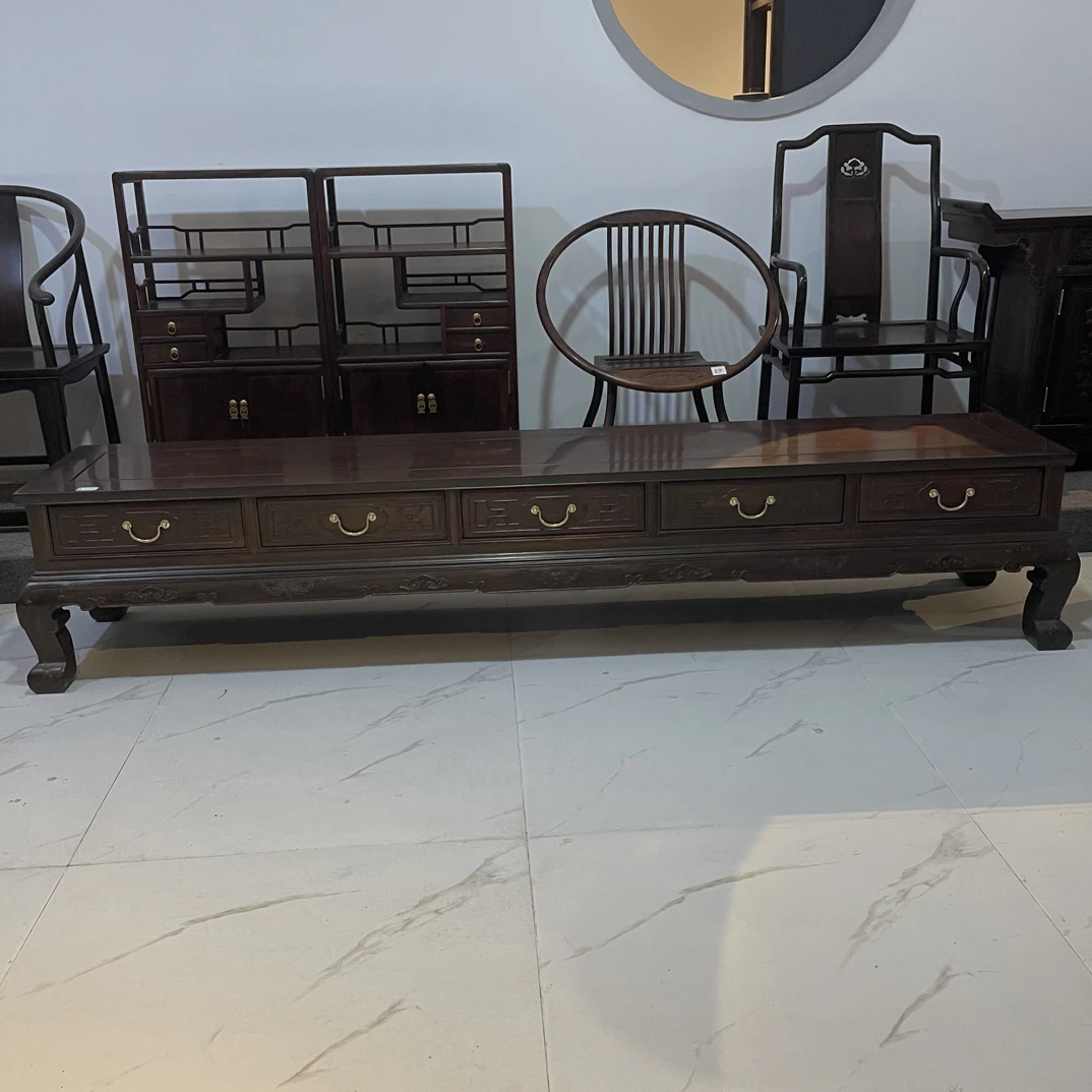 大红酸枝虎腿四抽电视柜2.38米