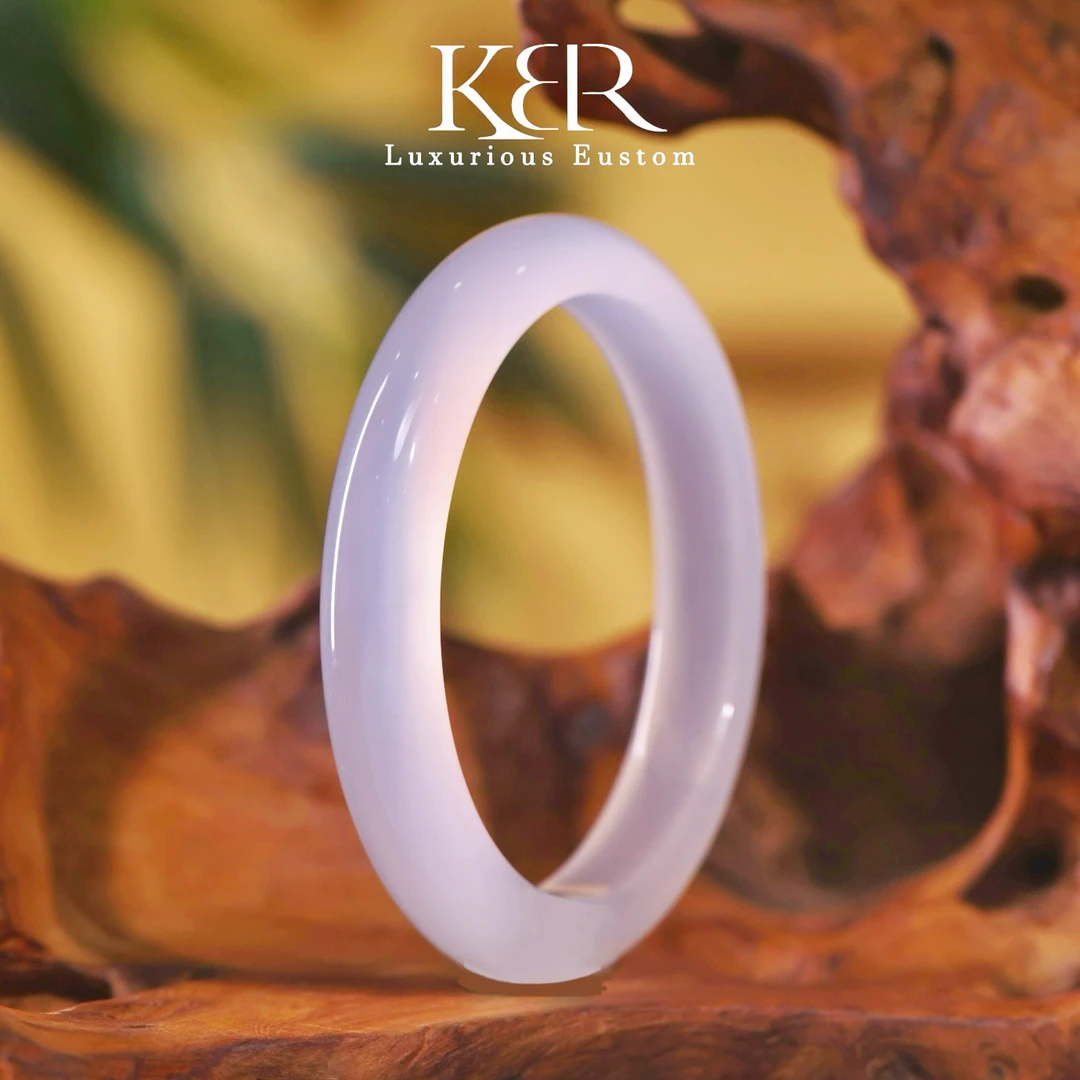 【小灯泡白月光】天然高品质玉髓正圈手镯女大气百搭气质KBR0609007