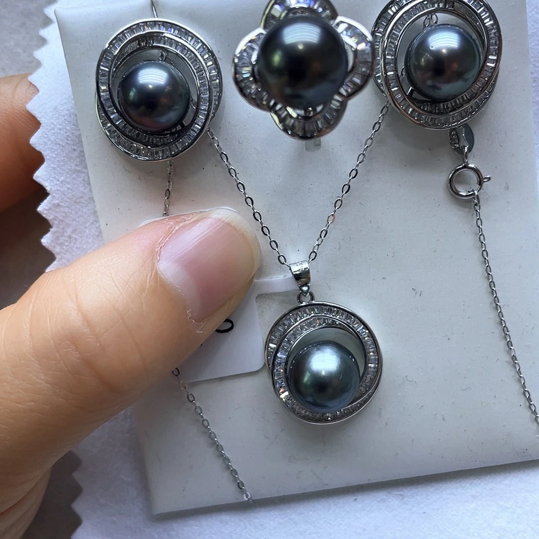 海水珍珠耳饰银S925镶嵌