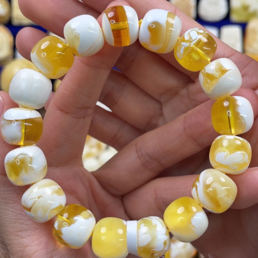 蜜蜡裸石未镶嵌琥珀蜜蜡手串卡13mm