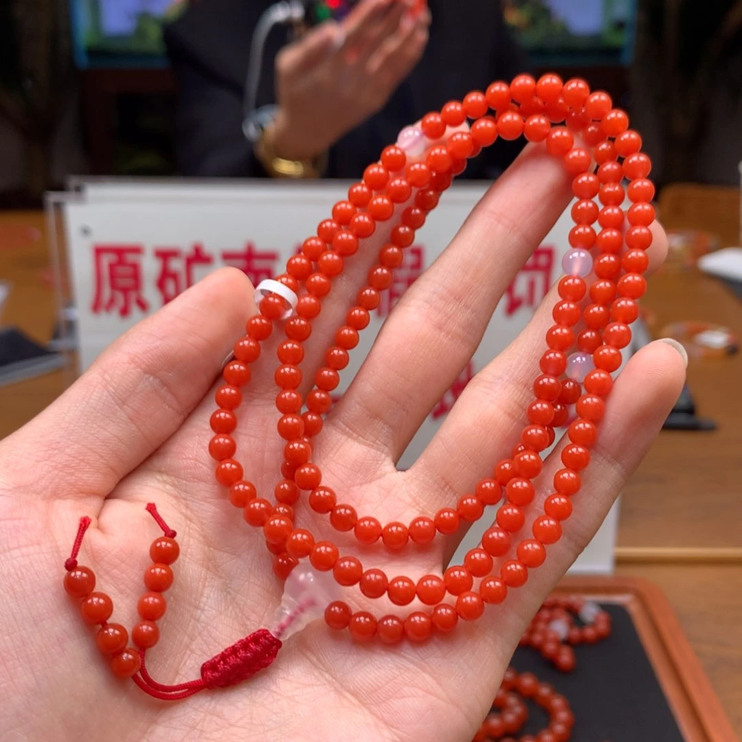 南红玛瑙串未镶嵌5➕柿子红108