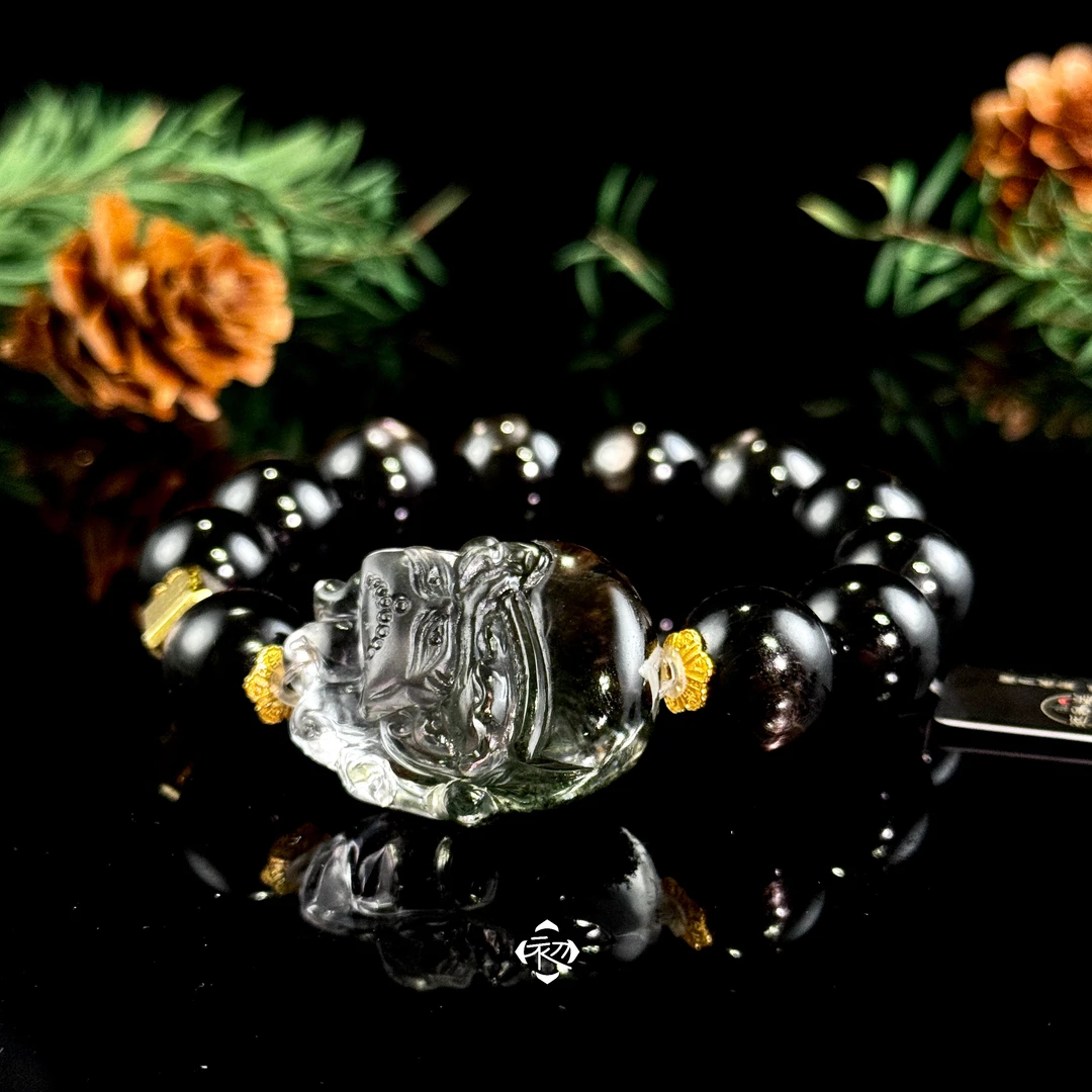 F622G「銭·袋狐」净体幽灵狐 天铁 金运石 手串