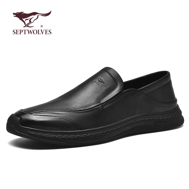 七匹狼男鞋头层牛皮2025秋冬一脚蹬真皮百搭商务休闲鞋软底懒人鞋