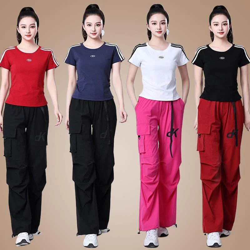 杨丽萍广场舞服装新款休闲女士夏秋棉上衣速干工装裤子运动跳舞蹈