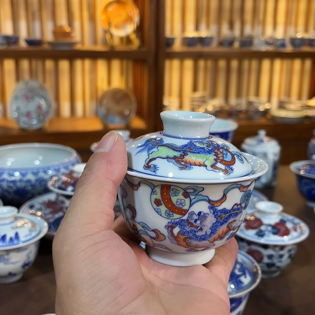 錡镇堂手工手绘盖碗