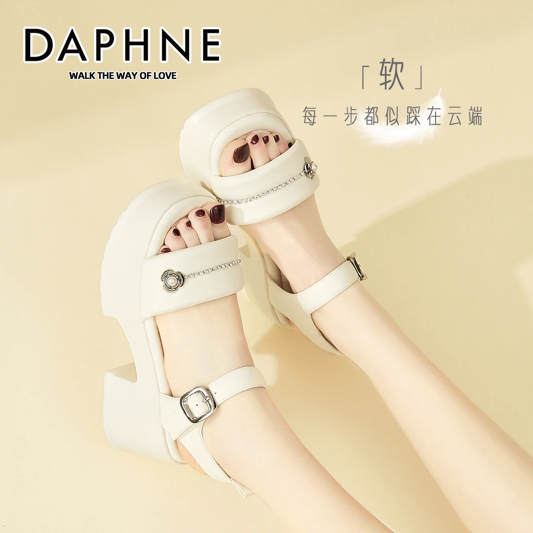 达芙妮露趾厚底一字带凉鞋女2025夏季爆款小众风运动凉拖罗马凉鞋