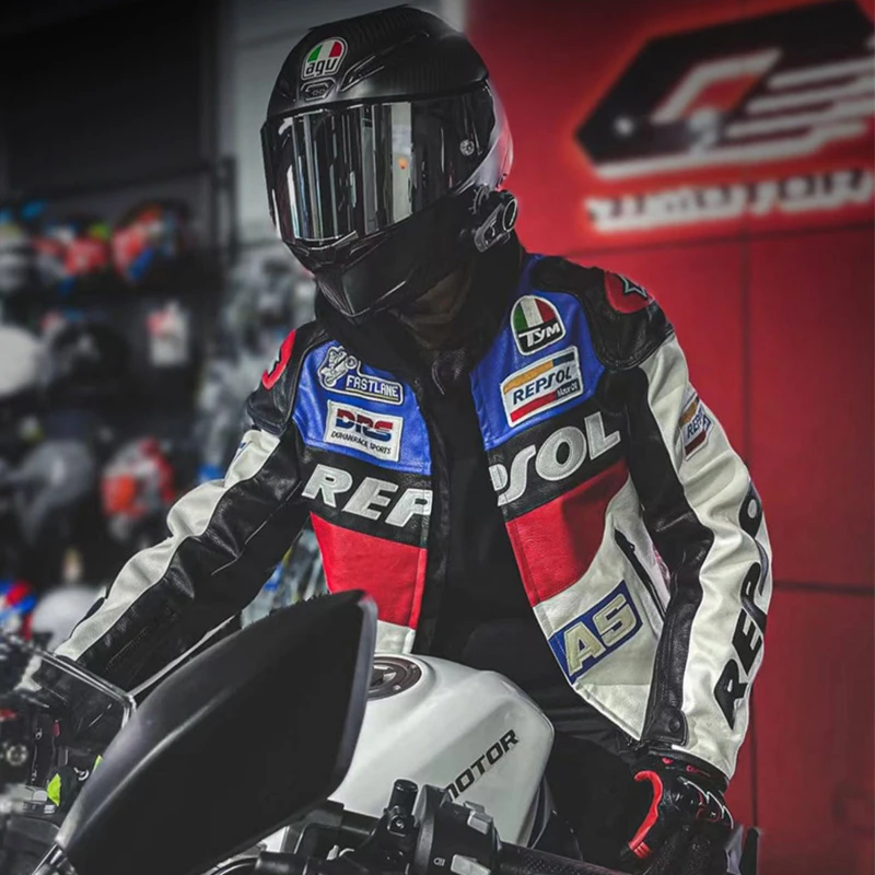 杜汉骑士冬季摩托车骑行服男PU皮衣赛车服车服女防风防摔机车服