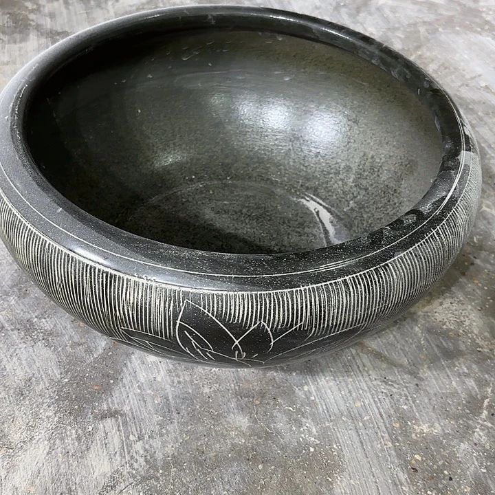 实木瓷片40公分黑荷花微暇