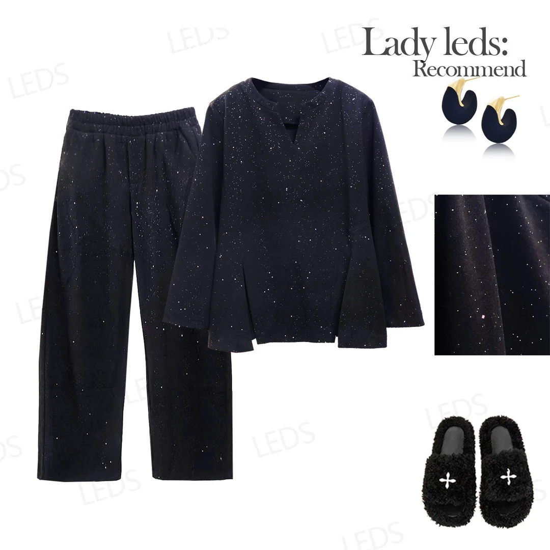 LEDS S554冬季新款时尚吸睛重工星空套装