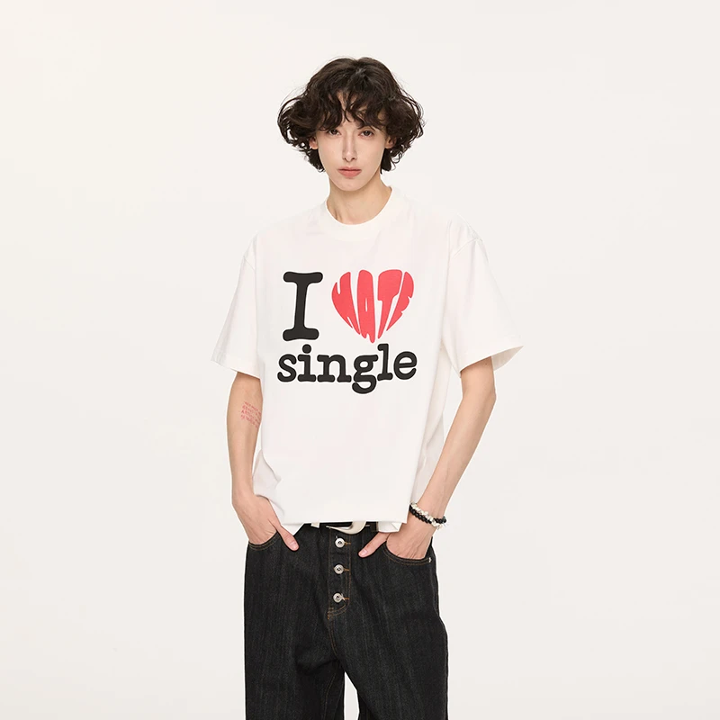KREATE「口是心非」索罗娜冰感我爱hate单身口号复古百搭短袖T恤