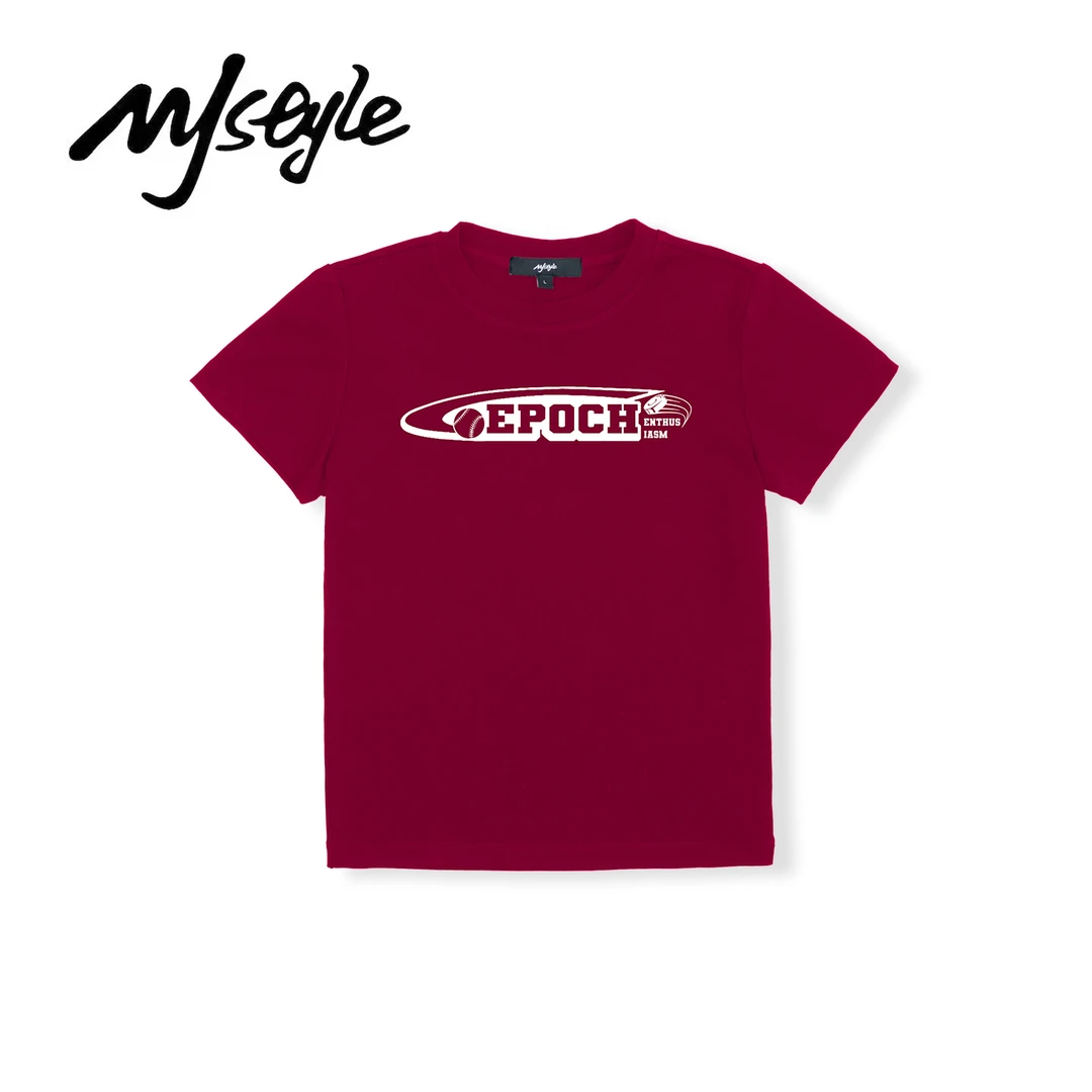 夏季美式小众简约字母印花短袖纯色T恤女款微弹修身正肩显瘦上衣