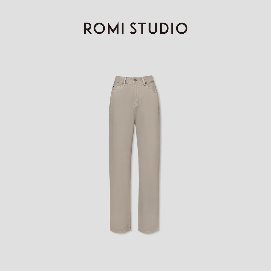 ROMI STUDIO“法式优雅”长绒斜纹棉高士线洗水直筒牛仔裤431NS080