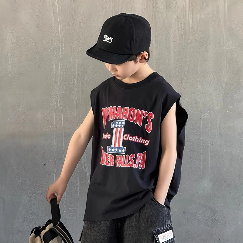 童装男童背心2025新款男孩夏季无袖t恤夏装儿童夏款休闲中大童潮T