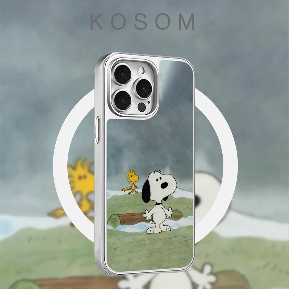 Snoopy磨砂磁吸电镀壳苹果16promax/15小众高级防摔17pro