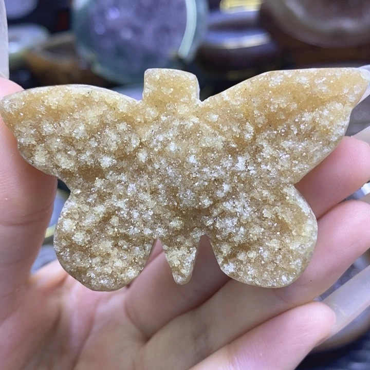 未镶嵌珠宝半成品紫晶蝴蝶摆件