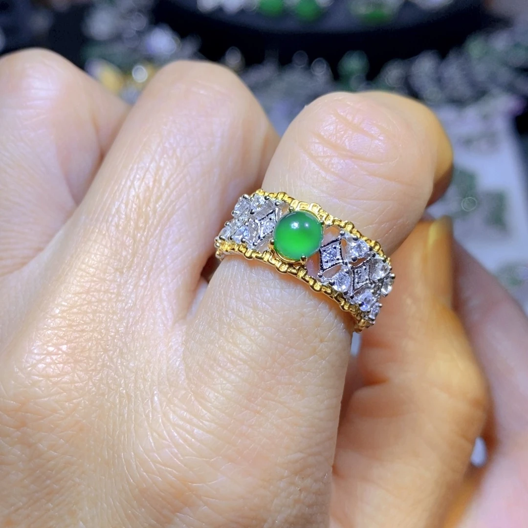 翡翠颈饰银S925镶嵌天然翡翠