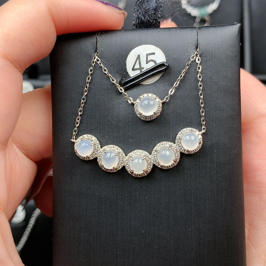 翡翠银S925镶嵌颈饰