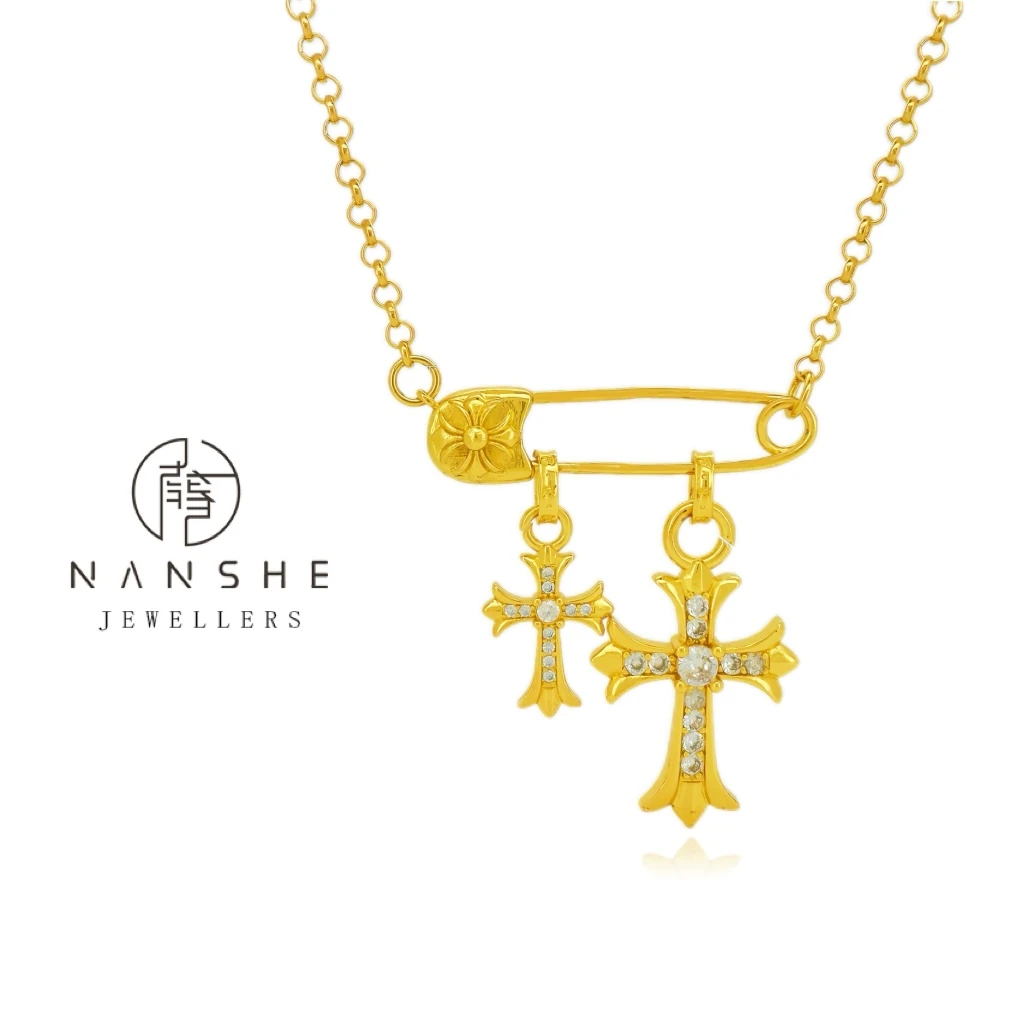 NANSHE/南奢 金色双十字回形针项链坠链