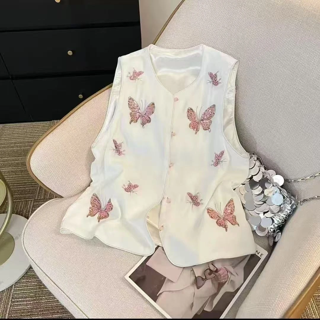 深圳南油女装新中式国风蝴蝶钉珠马甲-230