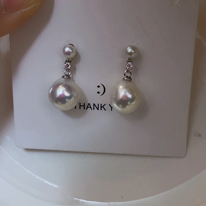 淡水珍珠耳饰银S925镶嵌