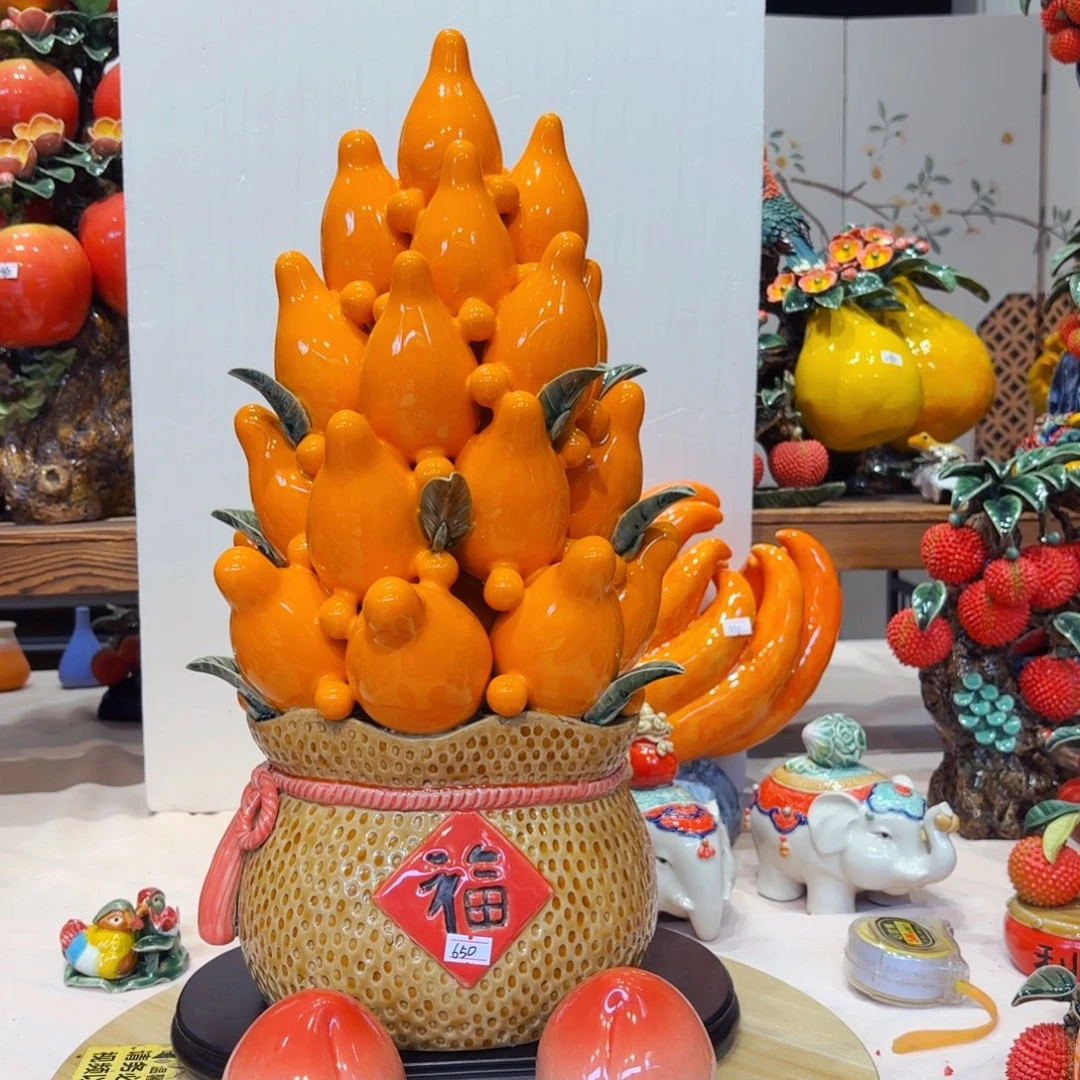 陶瓷五代同堂摆件