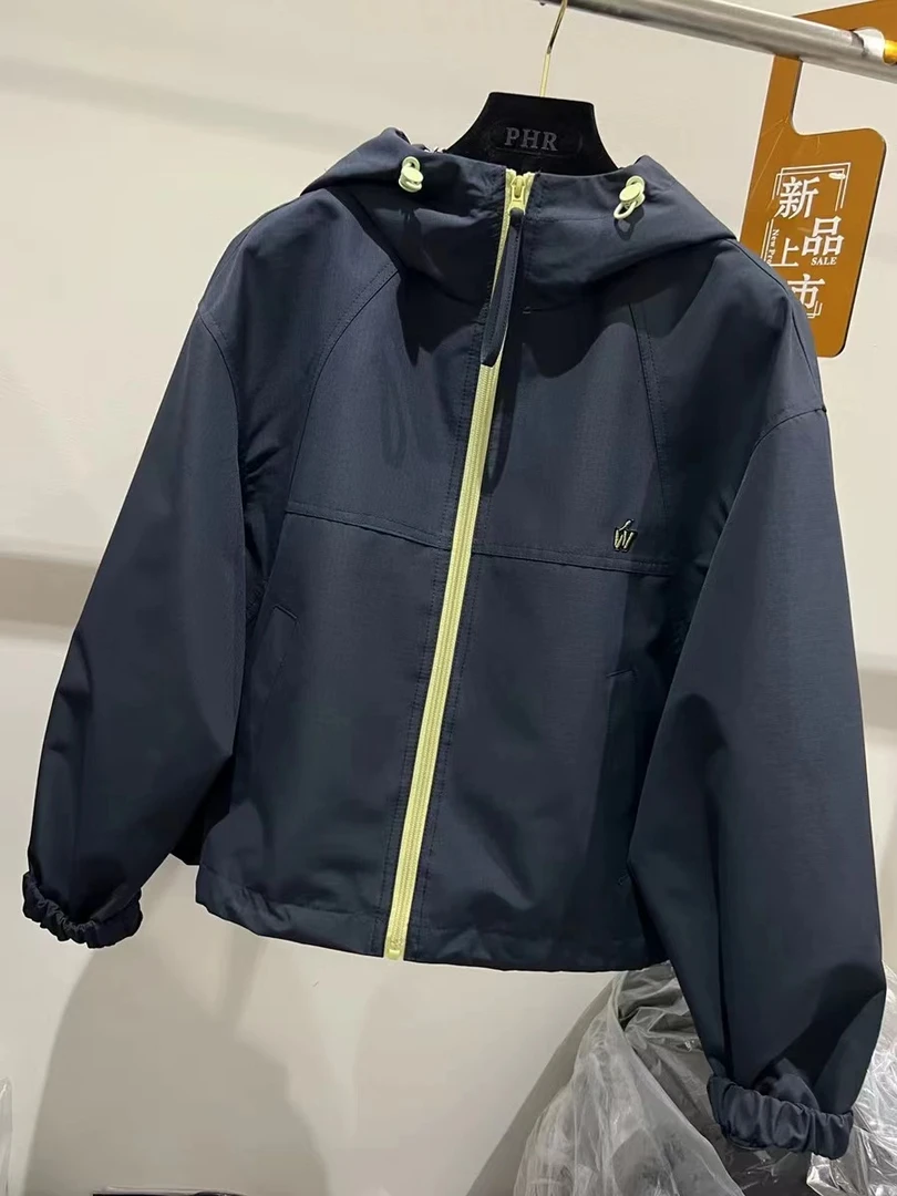 【娜姐家】38#秋款潮流连帽拼色休闲冲锋衣外套