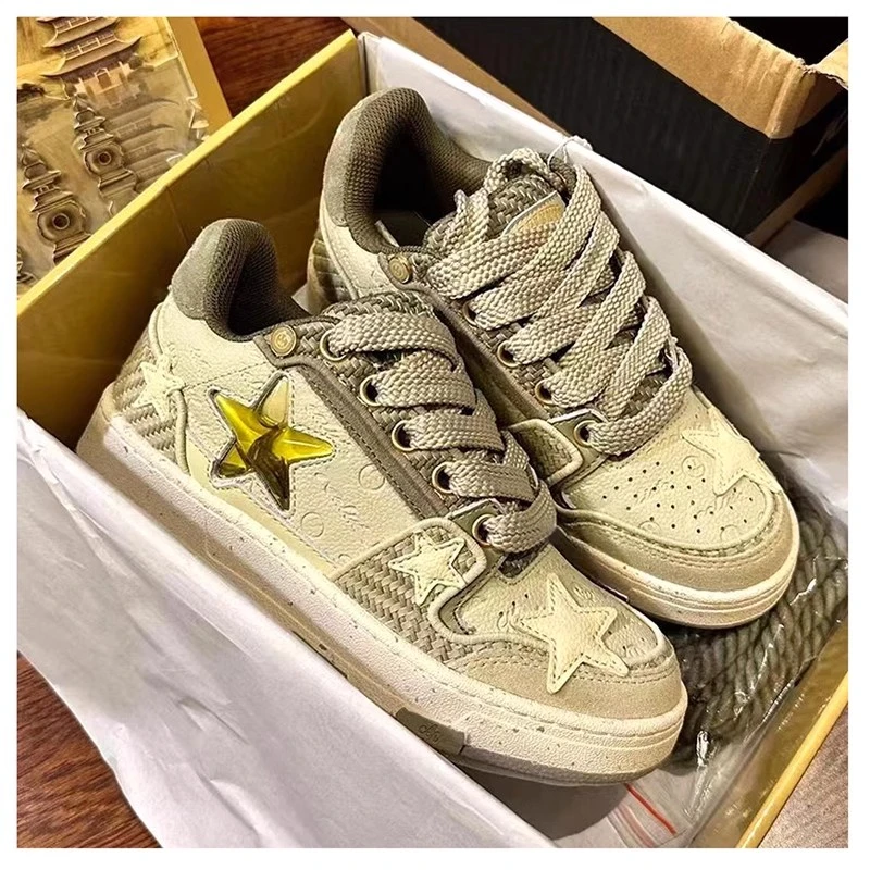 国潮西湖龙井联名星星鞋男女厚底鞋2025春夏新款小众原创休闲板鞋
