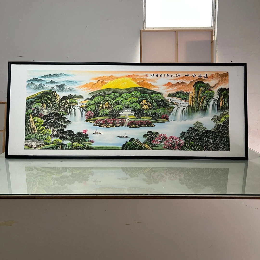 福居金山新中式高档大气沙发背景墙挂画高档国风靠山图