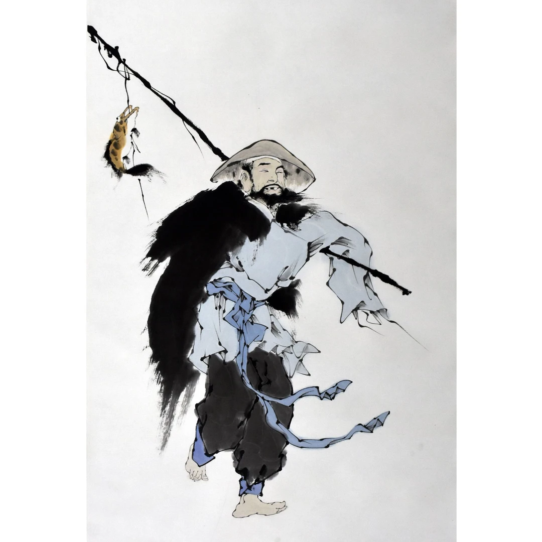 HM0092 范老师 渔翁 137×68cm 纸本立轴