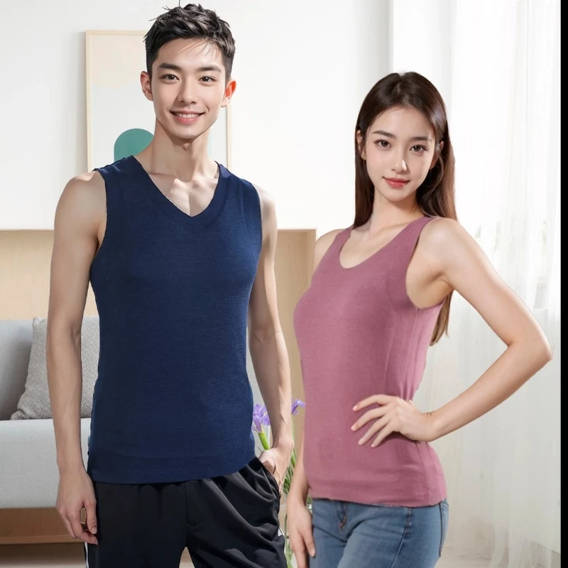 山海印迹抗寒保暖背心7A抗菌男女士羊毛保暖内衣