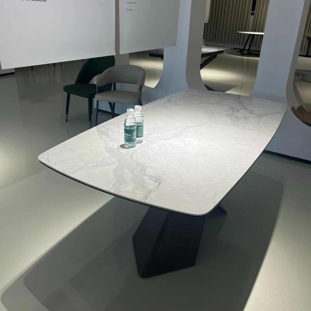 岩板餐桌轻奢现代简约餐厅饭桌子小户型客厅家用长方形餐桌椅A21