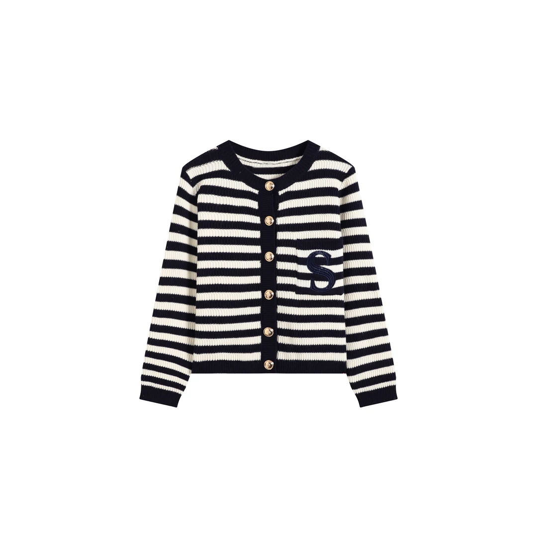 Y514【简一一专属】雅家条纹厚款针织外套长袖春秋