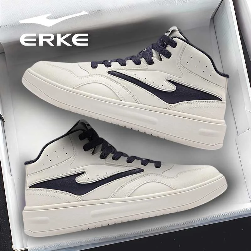 融雪鸿星尔克板鞋男鞋冬季新款厚底鞋子学生休闲鞋高帮运动鞋正品