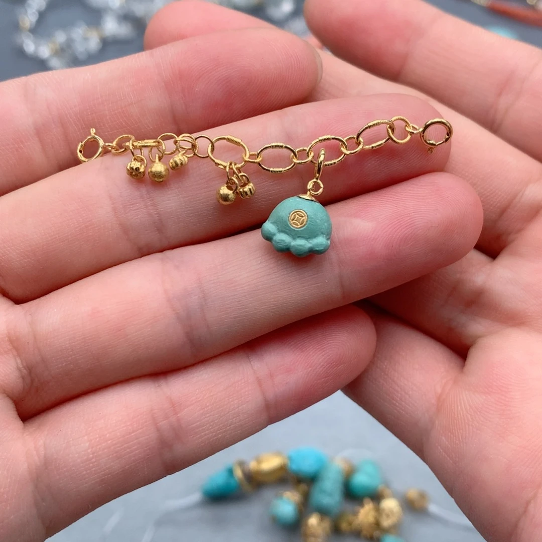 18K金镶嵌绿松石绿松石