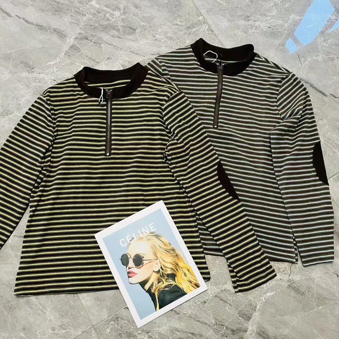 【彤彤家】5340#拉链条纹磨毛百搭衫L/964