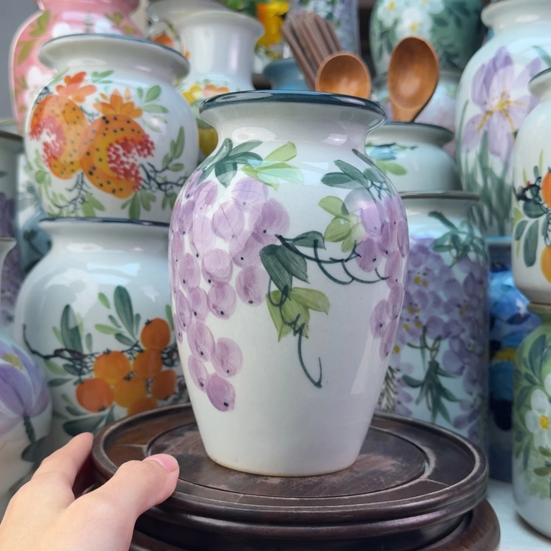 景德镇陶瓷手绘花瓶无孔