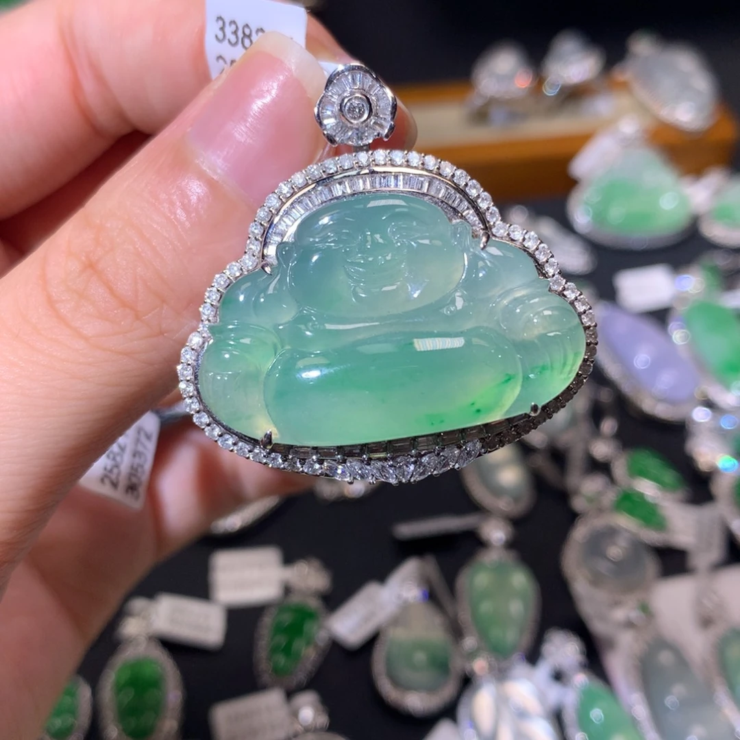 翡翠18K金镶嵌吊坠(不含链)吊坠