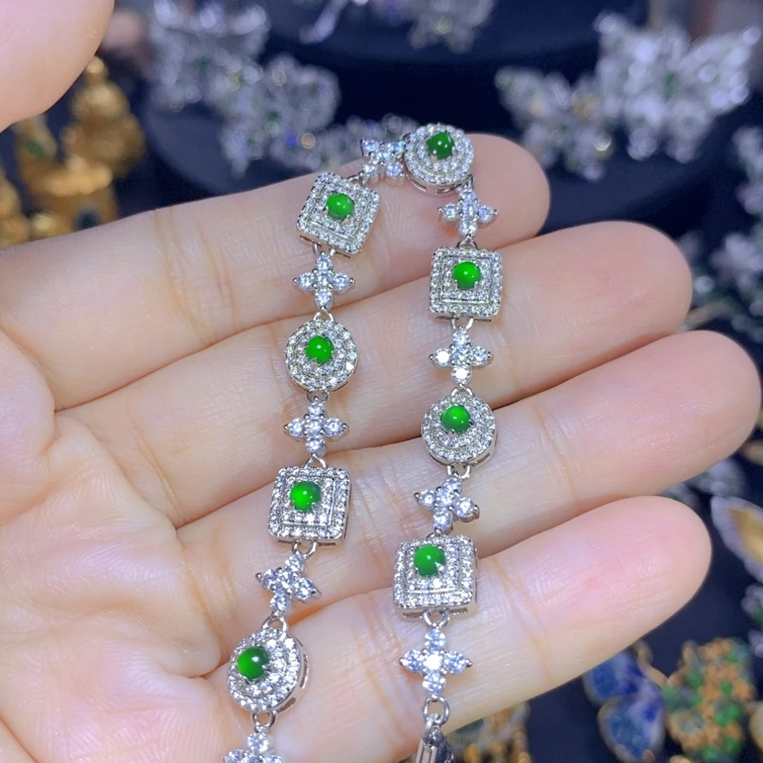 翡翠银S925镶嵌颈饰天然翡翠