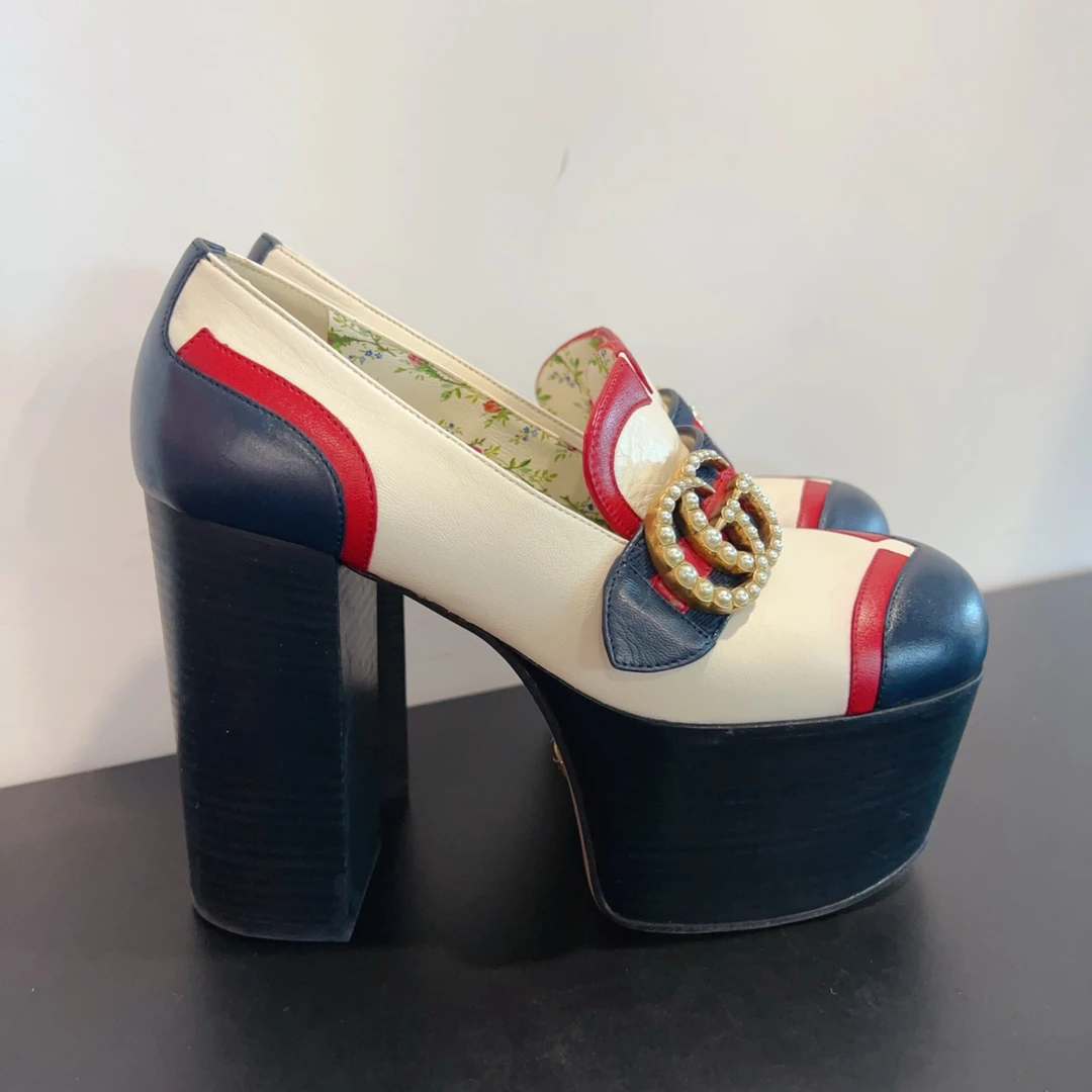 99新 GUCCI/古驰 高跟鞋 尺码35.5成色看直播GSS26154