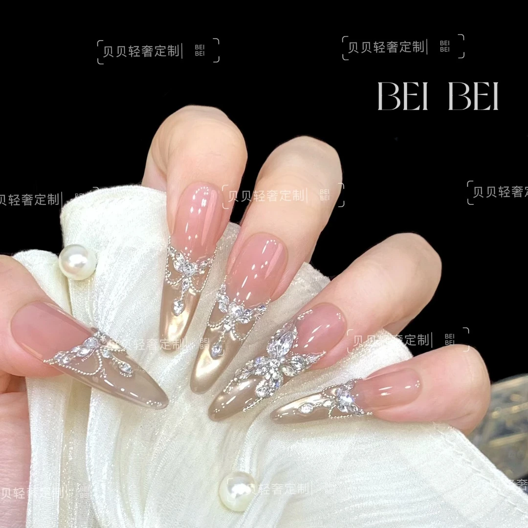 【花里蝶梦】贝贝手工美甲-可重复佩戴-掉钻包补-10片装
