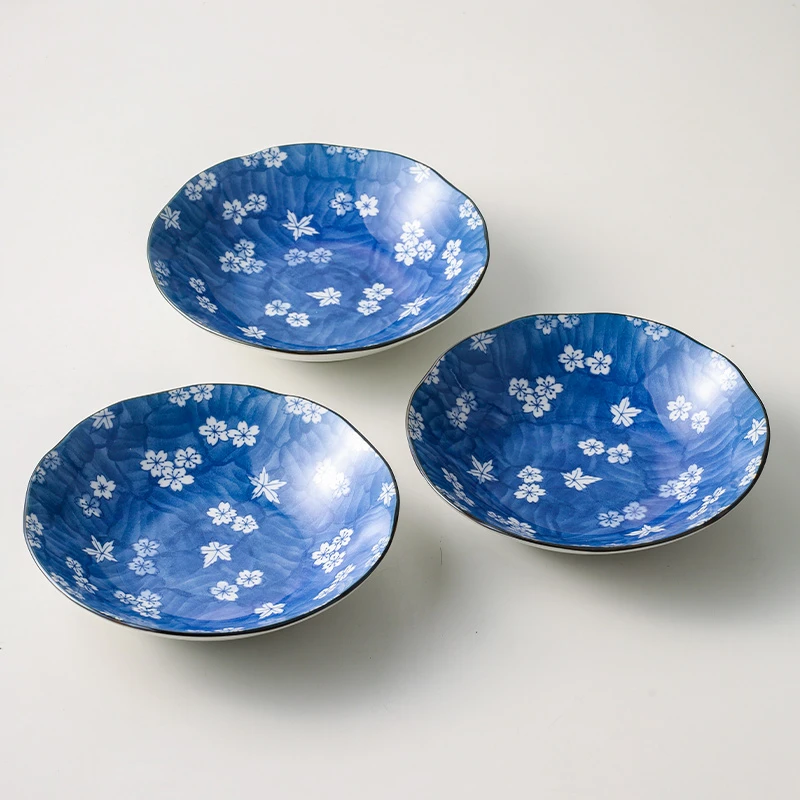 【达人专享】小鹿田烧日本进口餐具3只装深盘20.5厘米