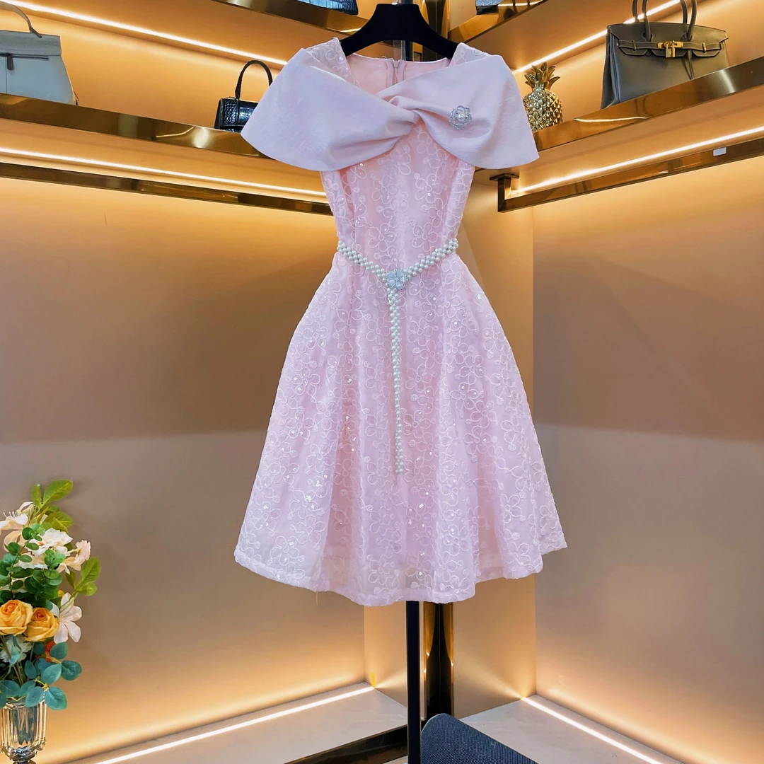 【蝶影粉黛】《子沫》轻奢设计师款优雅气质修身时尚收腰连衣裙-86810