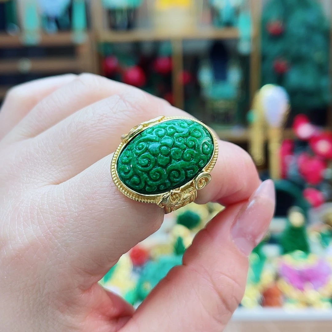 银S925镶嵌戒指翡翠48小时鉴赏期