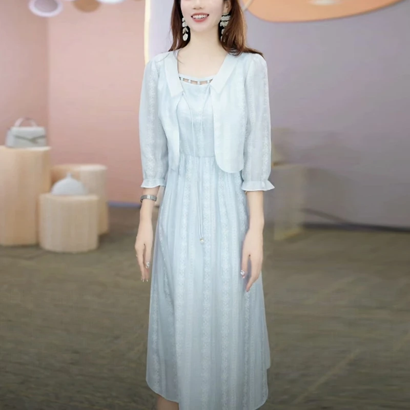 优雅气质小香风裙子套装女新款2025爆款洋气显瘦法式两件套连衣裙